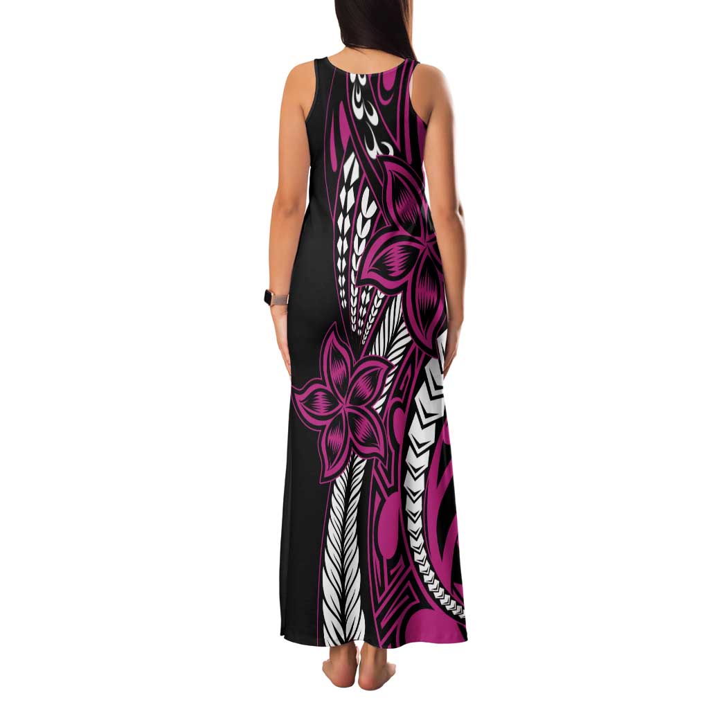 Polynesian Plumeria Floral Tattoo Pattern Family Matching Tank Maxi Dress and Hawaiian Shirt Pink Style LT9 - Polynesian Pride