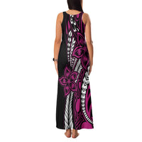Polynesian Plumeria Floral Tattoo Pattern Family Matching Tank Maxi Dress and Hawaiian Shirt Pink Style LT9 - Polynesian Pride