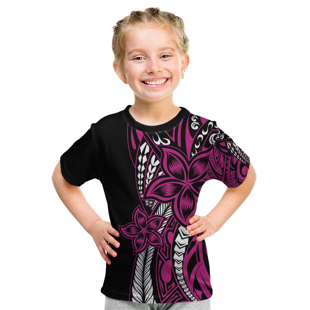 Polynesian Plumeria Floral Tattoo Pattern Kid T Shirt Pink Style LT9 Pink - Polynesian Pride