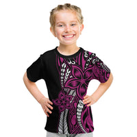 Polynesian Plumeria Floral Tattoo Pattern Kid T Shirt Pink Style LT9 Pink - Polynesian Pride