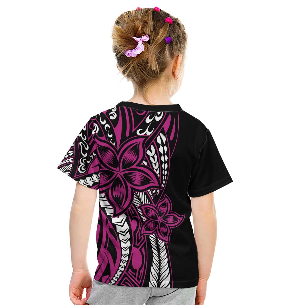 Polynesian Plumeria Floral Tattoo Pattern Kid T Shirt Pink Style LT9 - Polynesian Pride