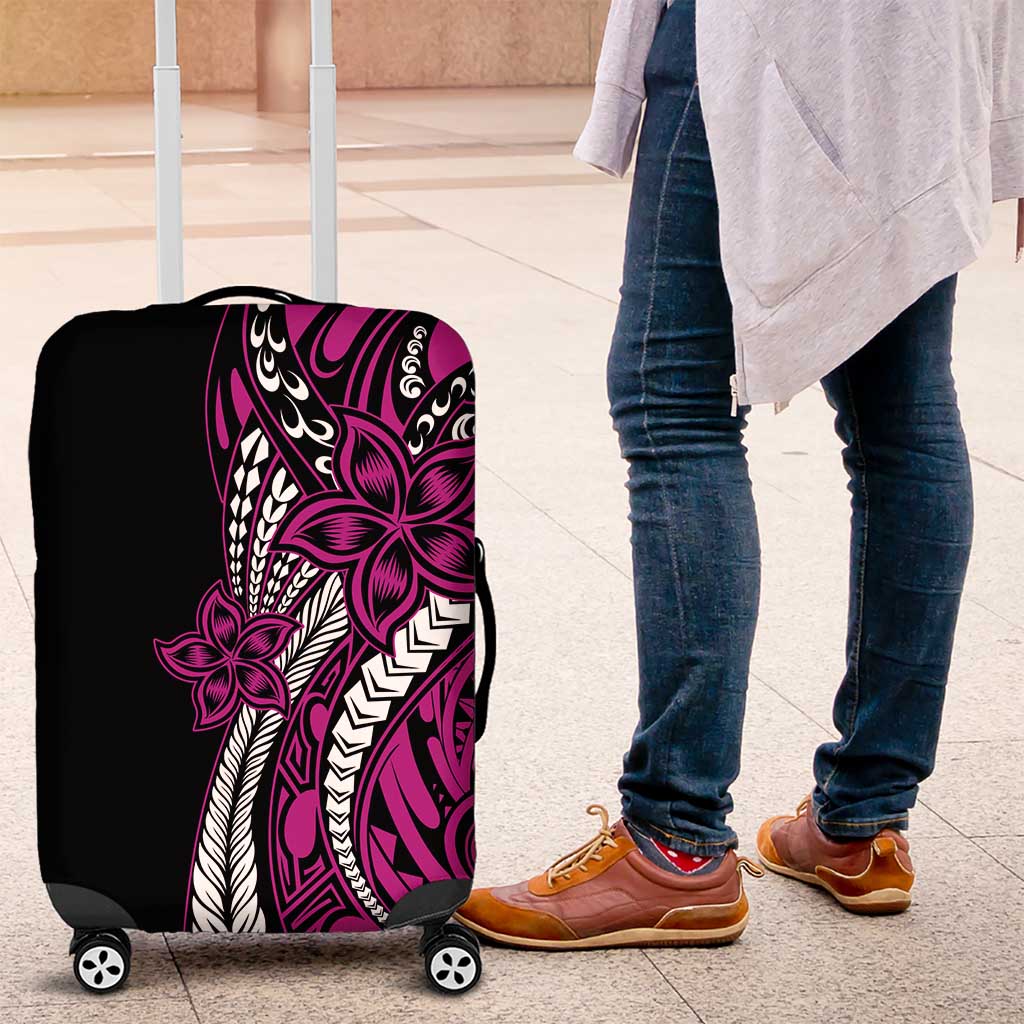 Polynesian Plumeria Floral Tattoo Pattern Luggage Cover Pink Style LT9 Pink - Polynesian Pride