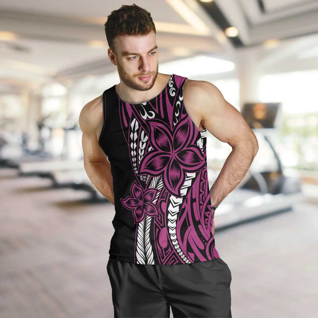 Polynesian Plumeria Floral Tattoo Pattern Men Tank Top Pink Style LT9 Pink - Polynesian Pride
