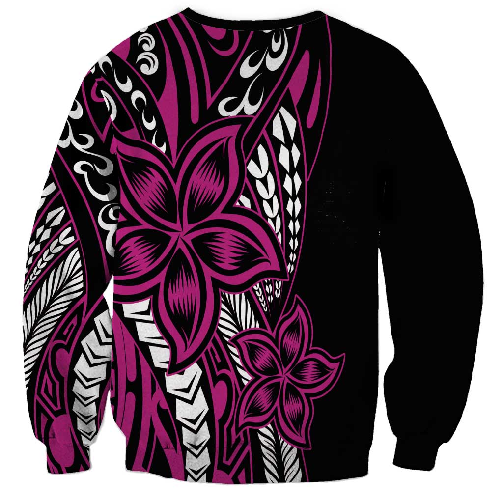 Polynesian Plumeria Floral Tattoo Pattern Sweatshirt Pink Style