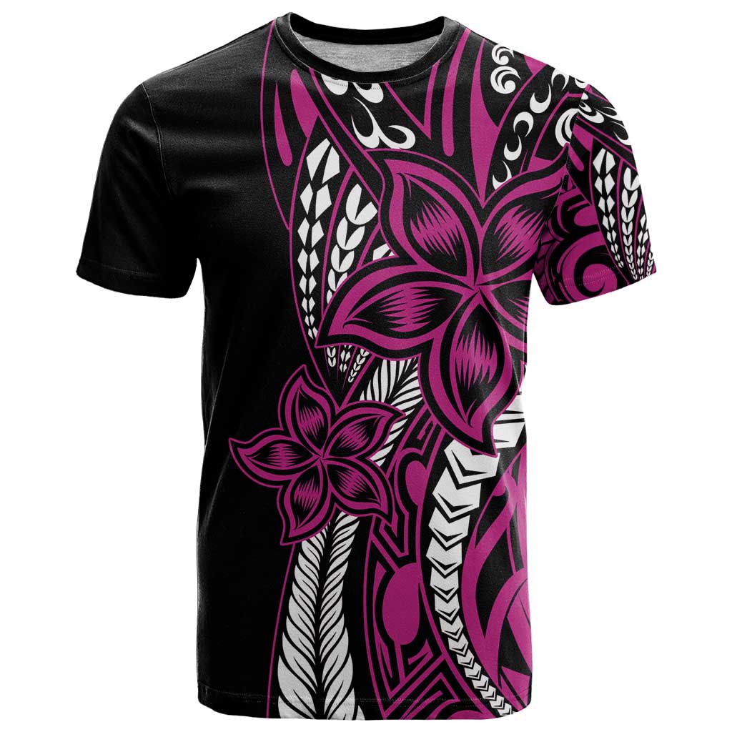 Polynesian Plumeria Floral Tattoo Pattern T Shirt Pink Style LT9 Pink - Polynesian Pride