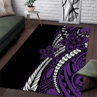 Polynesian Plumeria Floral Tattoo Pattern Area Rug Purple Style LT9 Purple - Polynesian Pride