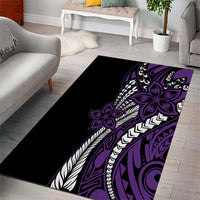 Polynesian Plumeria Floral Tattoo Pattern Area Rug Purple Style LT9 - Polynesian Pride