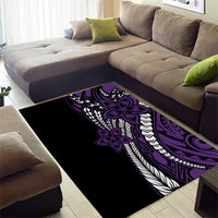 Polynesian Plumeria Floral Tattoo Pattern Area Rug Purple Style LT9 - Polynesian Pride