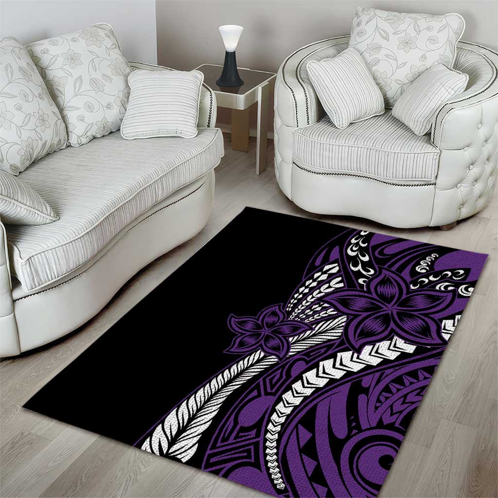 Polynesian Plumeria Floral Tattoo Pattern Area Rug Purple Style LT9 - Polynesian Pride