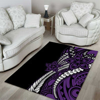 Polynesian Plumeria Floral Tattoo Pattern Area Rug Purple Style LT9 - Polynesian Pride
