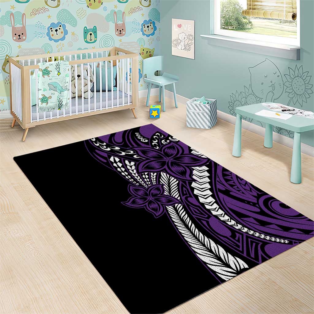 Polynesian Plumeria Floral Tattoo Pattern Area Rug Purple Style LT9 - Polynesian Pride