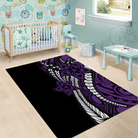 Polynesian Plumeria Floral Tattoo Pattern Area Rug Purple Style LT9 - Polynesian Pride