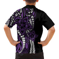 Polynesian Plumeria Floral Tattoo Pattern Family Matching Off Shoulder Maxi Dress and Hawaiian Shirt Purple Style LT9 - Polynesian Pride