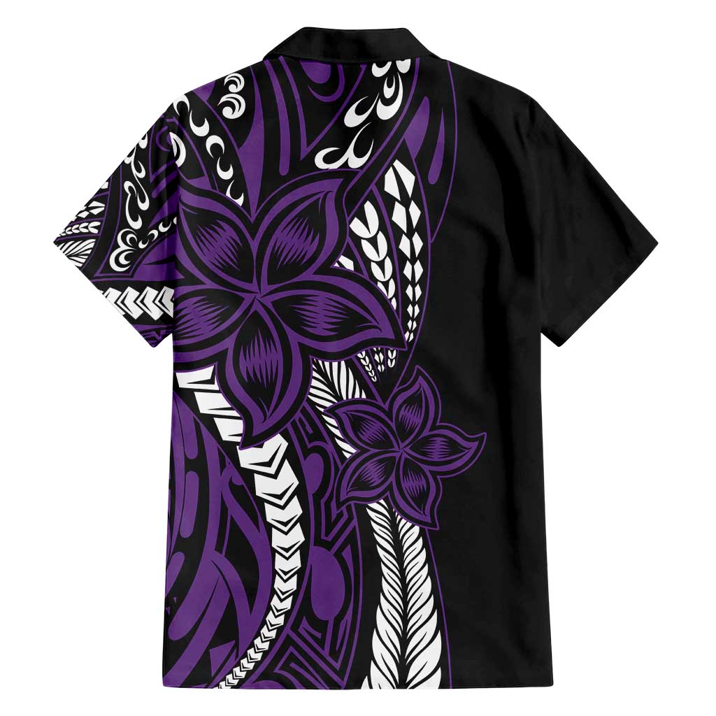 Polynesian Plumeria Floral Tattoo Pattern Family Matching Summer Maxi Dress and Hawaiian Shirt Purple Style LT9 - Polynesian Pride