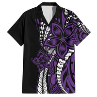 Polynesian Plumeria Floral Tattoo Pattern Family Matching Tank Maxi Dress and Hawaiian Shirt Purple Style LT9 Dad's Shirt - Short Sleeve Purple - Polynesian Pride