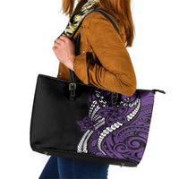Polynesian Plumeria Floral Tattoo Pattern Leather Tote Bag Purple Style LT9 Purple - Polynesian Pride