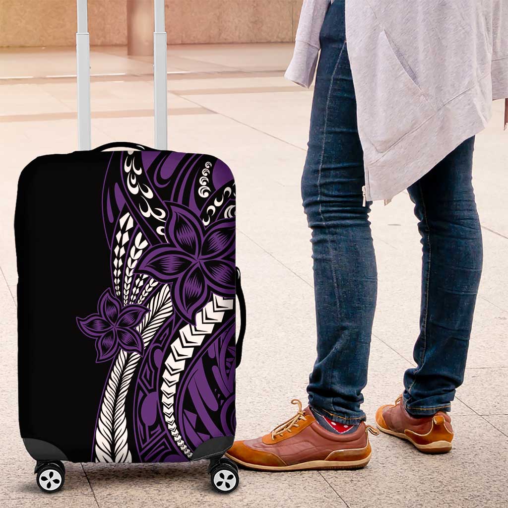 Polynesian Plumeria Floral Tattoo Pattern Luggage Cover Purple Style LT9 Purple - Polynesian Pride