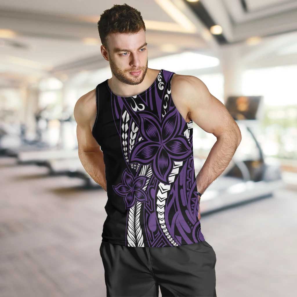 Polynesian Plumeria Floral Tattoo Pattern Men Tank Top Purple Style LT9 Purple - Polynesian Pride