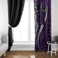Polynesian Plumeria Floral Tattoo Pattern Window Curtain Purple Style