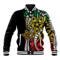 Polynesian Plumeria Floral Tattoo Pattern Baseball Jacket Reggae Style
