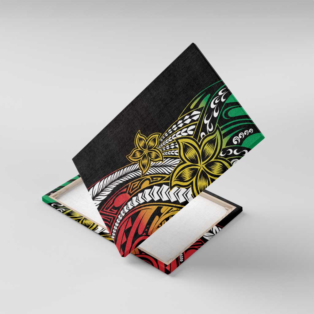 Polynesian Plumeria Floral Tattoo Pattern Canvas Wall Art Reggae Style