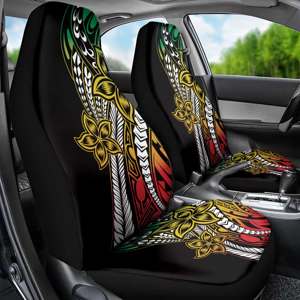 Polynesian Plumeria Floral Tattoo Pattern Car Seat Cover Reggae Style LT9 - Polynesian Pride