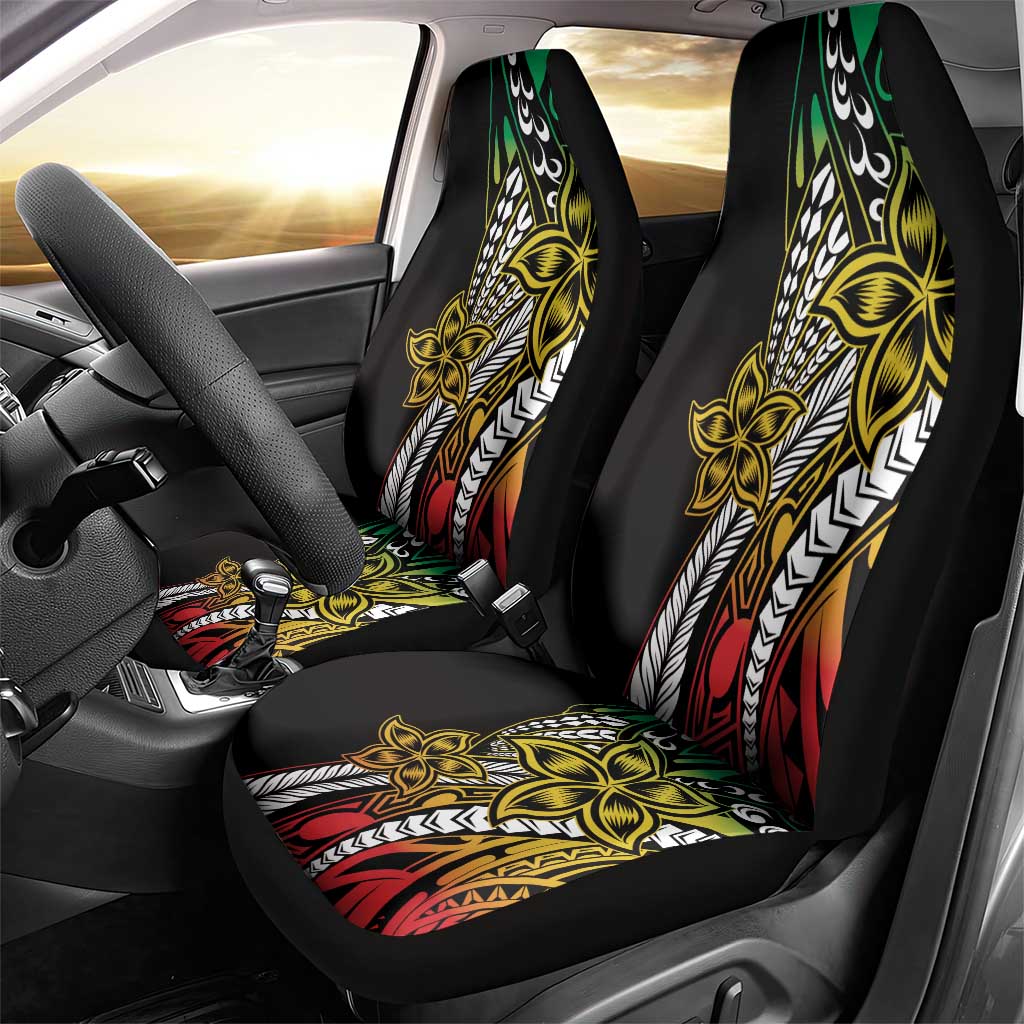 Polynesian Plumeria Floral Tattoo Pattern Car Seat Cover Reggae Style LT9 - Polynesian Pride