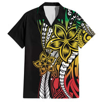 Polynesian Plumeria Floral Tattoo Pattern Family Matching Long Sleeve Bodycon Dress and Hawaiian Shirt Reggae Style LT9 Dad's Shirt - Short Sleeve Reggae - Polynesian Pride