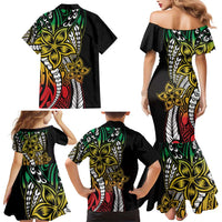 Polynesian Plumeria Floral Tattoo Pattern Family Matching Mermaid Dress and Hawaiian Shirt Reggae Style LT9 - Polynesian Pride