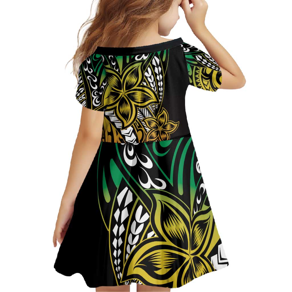 Polynesian Plumeria Floral Tattoo Pattern Family Matching Off Shoulder Maxi Dress and Hawaiian Shirt Reggae Style LT9 - Polynesian Pride