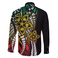Polynesian Plumeria Floral Tattoo Pattern Family Matching Off Shoulder Short Dress and Hawaiian Shirt Reggae Style LT9 - Polynesian Pride