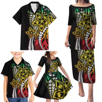 Polynesian Plumeria Floral Tattoo Pattern Family Matching Puletasi and Hawaiian Shirt Reggae Style LT9 - Polynesian Pride