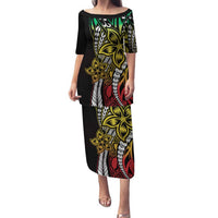 Polynesian Plumeria Floral Tattoo Pattern Family Matching Puletasi and Hawaiian Shirt Reggae Style LT9 Mom's Dress Reggae - Polynesian Pride