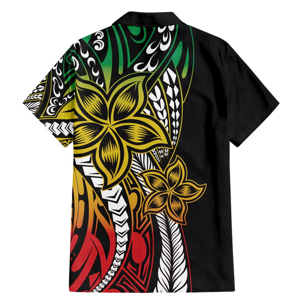 Polynesian Plumeria Floral Tattoo Pattern Family Matching Summer Maxi Dress and Hawaiian Shirt Reggae Style LT9 - Polynesian Pride