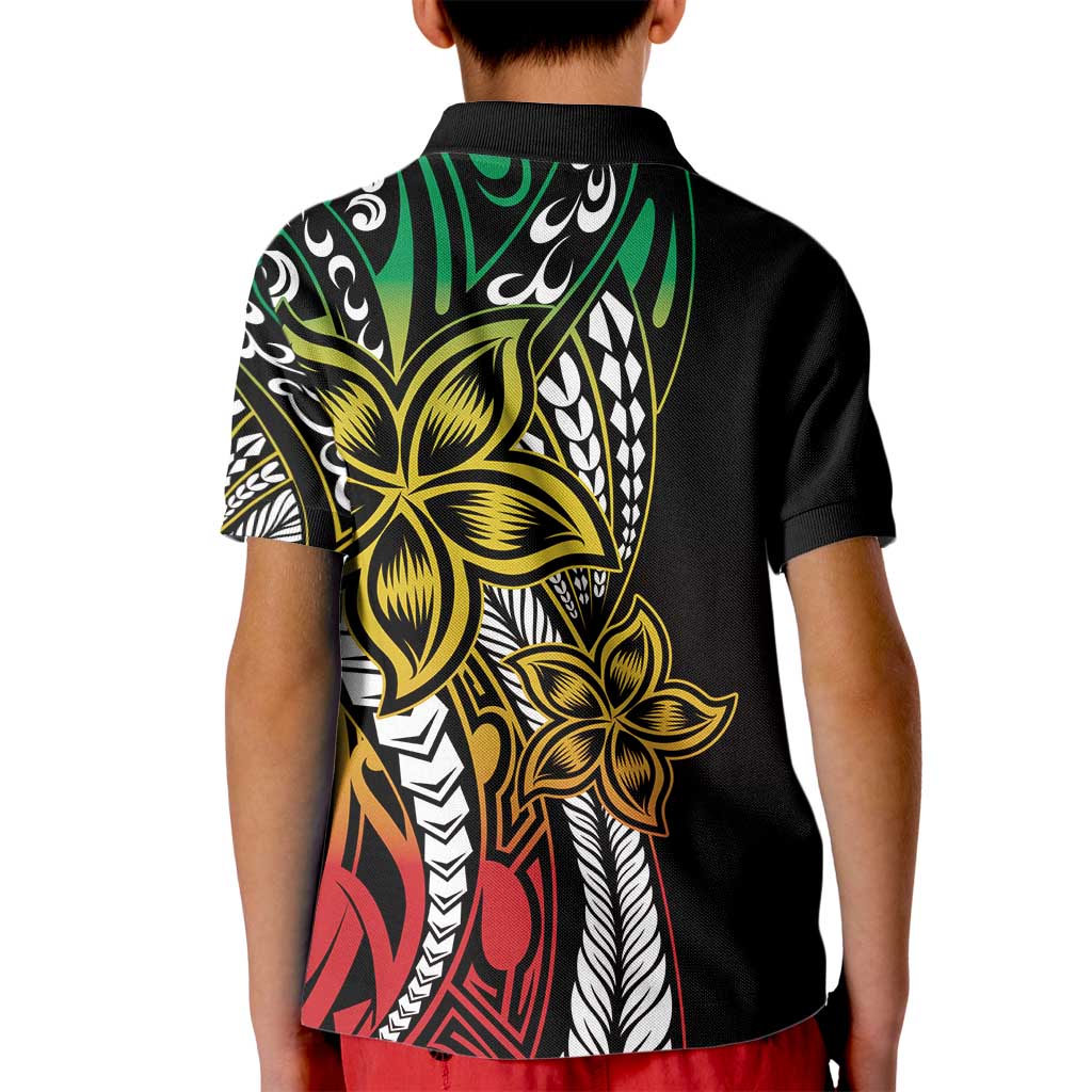 Polynesian Plumeria Floral Tattoo Pattern Kid Polo Shirt Reggae Style LT9 - Polynesian Pride