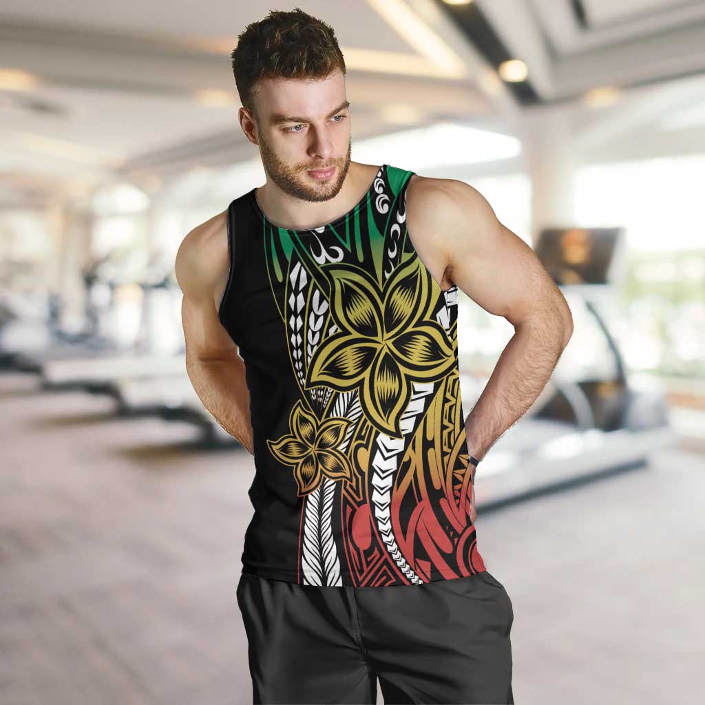 Polynesian Plumeria Floral Tattoo Pattern Men Tank Top Reggae Style LT9 Reggae - Polynesian Pride