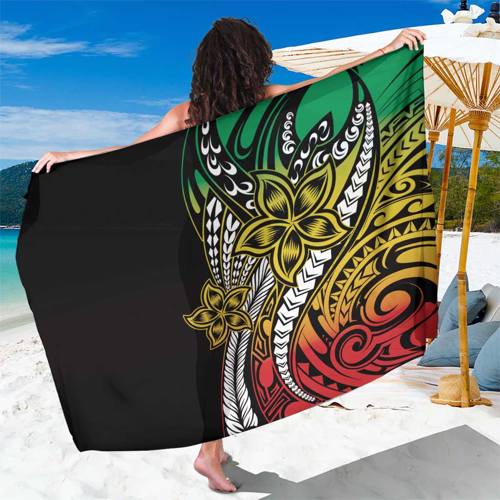 Polynesian Plumeria Floral Tattoo Pattern Sarong Reggae Style