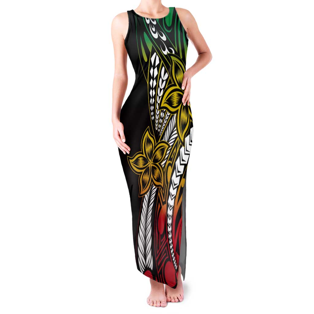 Polynesian Plumeria Floral Tattoo Pattern Tank Maxi Dress Reggae Style LT9 Women Reggae - Polynesian Pride