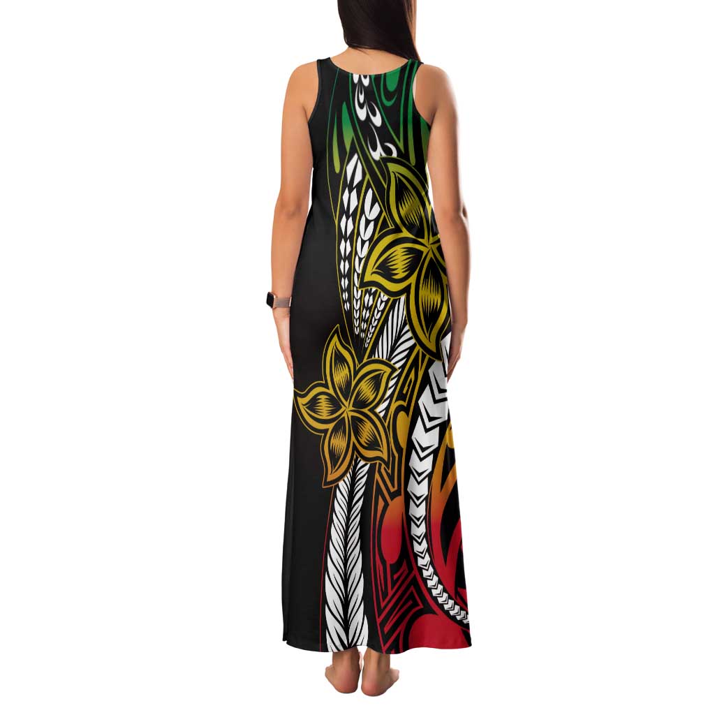 Polynesian Plumeria Floral Tattoo Pattern Tank Maxi Dress Reggae Style LT9 - Polynesian Pride