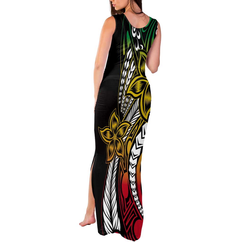 Polynesian Plumeria Floral Tattoo Pattern Tank Maxi Dress Reggae Style LT9 - Polynesian Pride