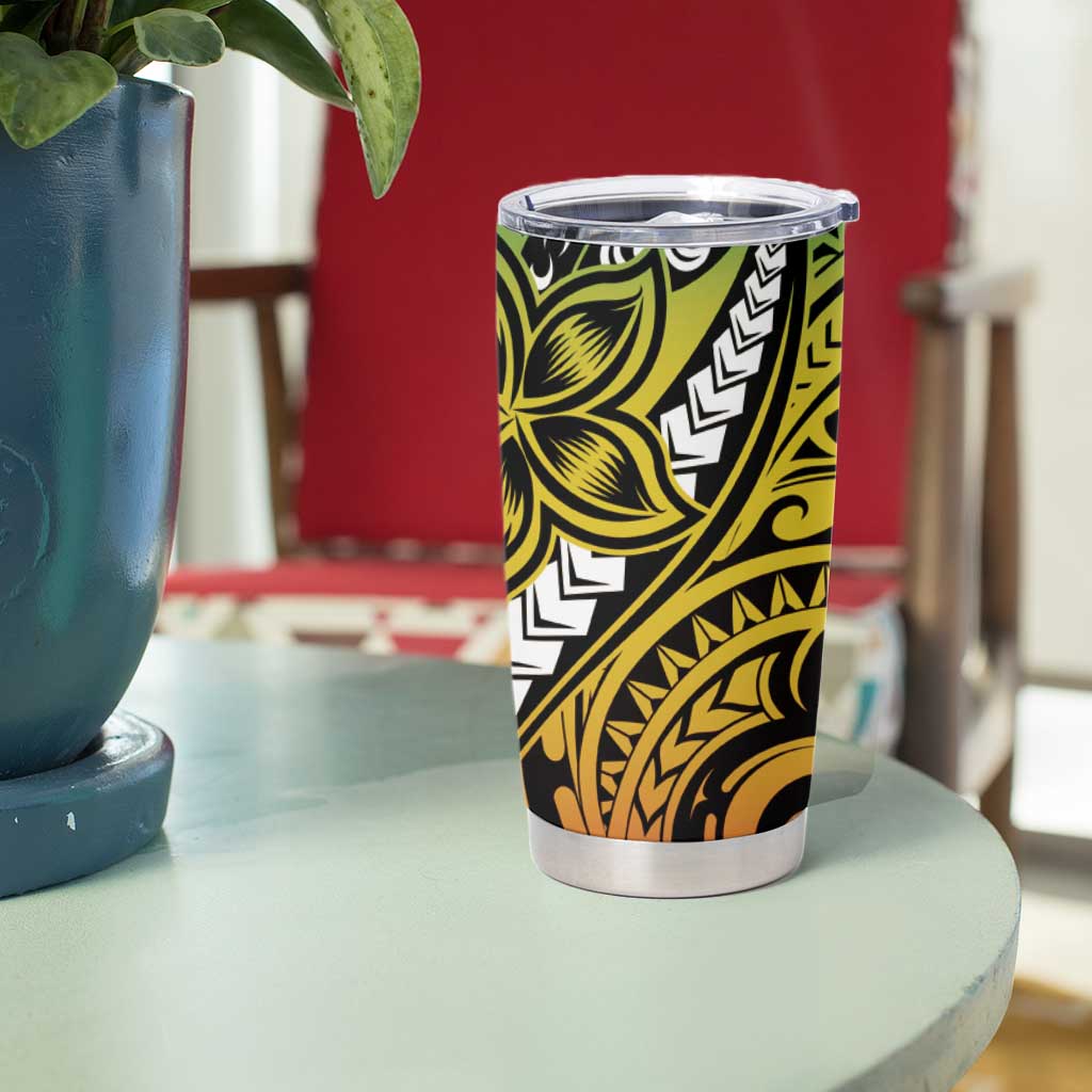 Polynesian Plumeria Floral Tattoo Pattern Tumbler Cup Reggae Style LT9 - Polynesian Pride