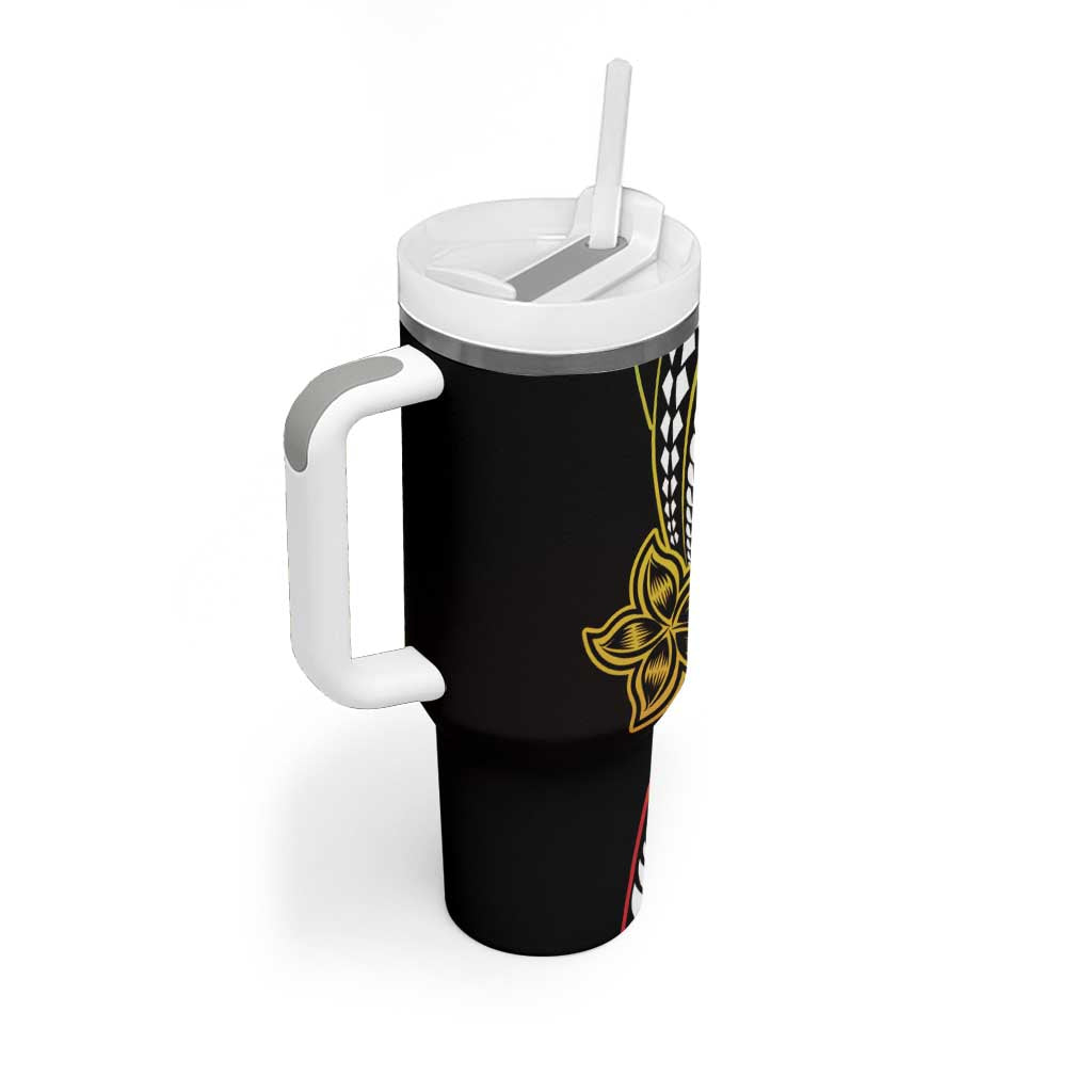 Polynesian Plumeria Floral Tattoo Pattern Tumbler With Handle Reggae Style LT9 - Polynesian Pride
