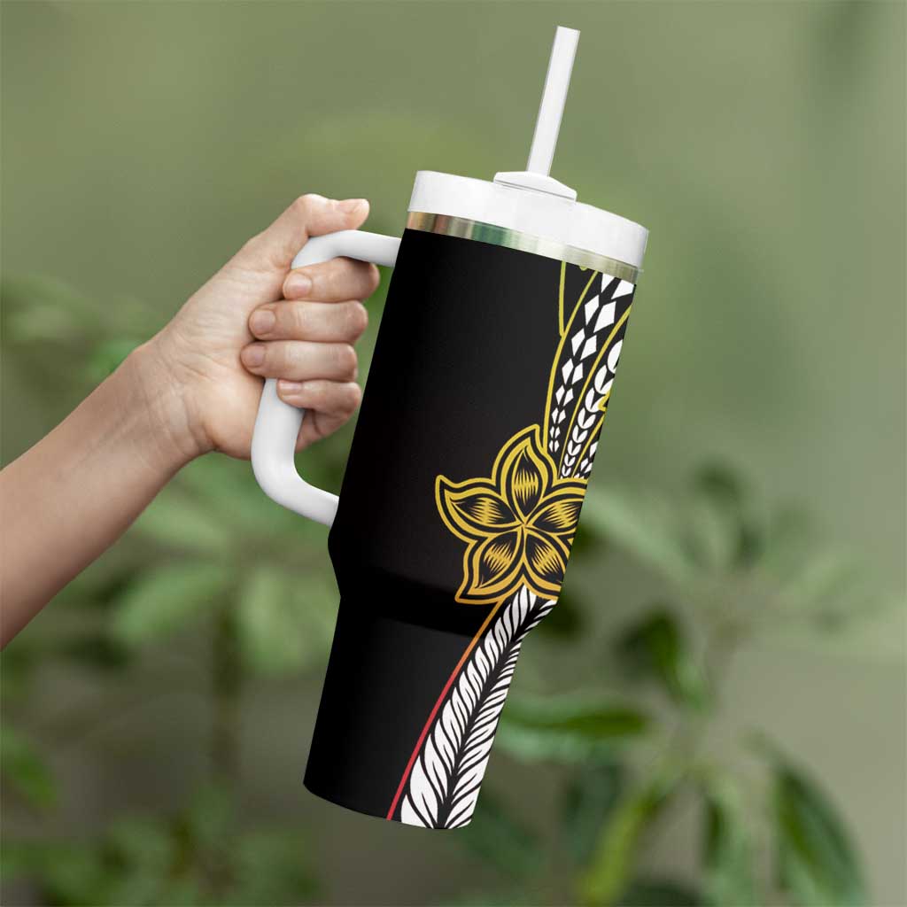 Polynesian Plumeria Floral Tattoo Pattern Tumbler With Handle Reggae Style LT9 - Polynesian Pride