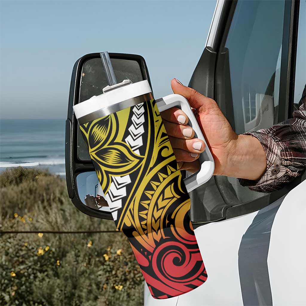 Polynesian Plumeria Floral Tattoo Pattern Tumbler With Handle Reggae Style LT9 - Polynesian Pride