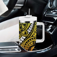 Polynesian Plumeria Floral Tattoo Pattern Tumbler With Handle Reggae Style LT9 - Polynesian Pride