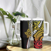 Polynesian Plumeria Floral Tattoo Pattern Tumbler With Handle Reggae Style LT9 - Polynesian Pride