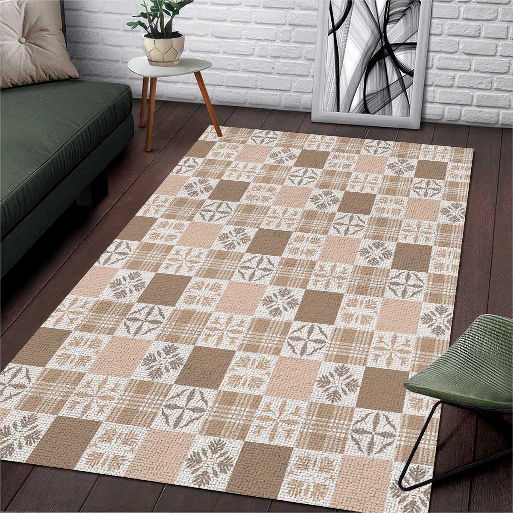 Hawaiian Palaka Quilt Pattern Area Rug Hawaii Culture Bird of Paradise Exotic Motif LT9 Beige - Polynesian Pride