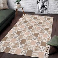 Hawaiian Palaka Quilt Pattern Area Rug Hawaii Culture Bird of Paradise Exotic Motif LT9 Beige - Polynesian Pride