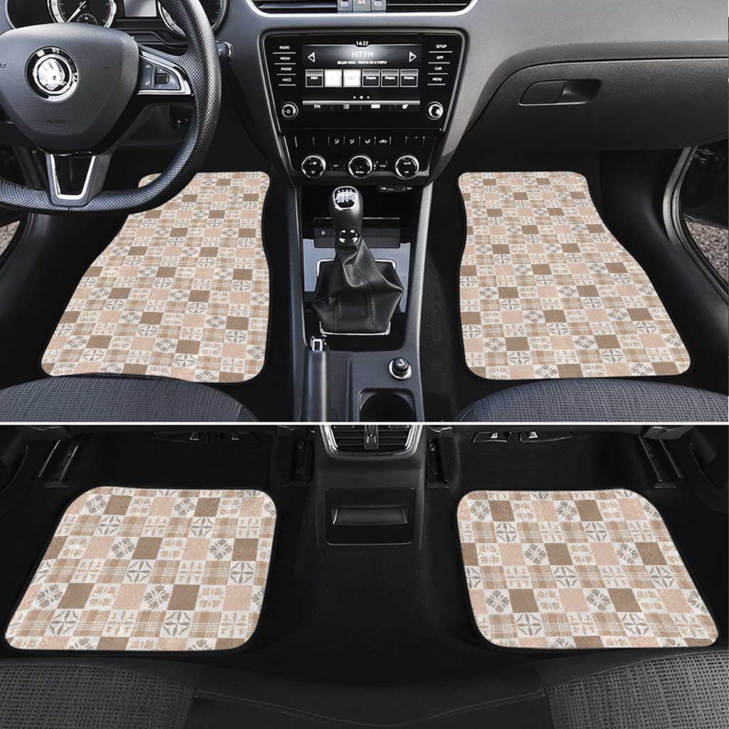 Hawaiian Palaka Quilt Pattern Car Mats Hawaii Culture Bird of Paradise Exotic Motif LT9 Set 4pcs Beige - Polynesian Pride