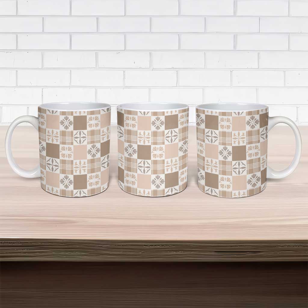 Hawaiian Palaka Quilt Pattern Ceramic Mug Hawaii Culture Bird of Paradise Exotic Motif - Polynesian Pride